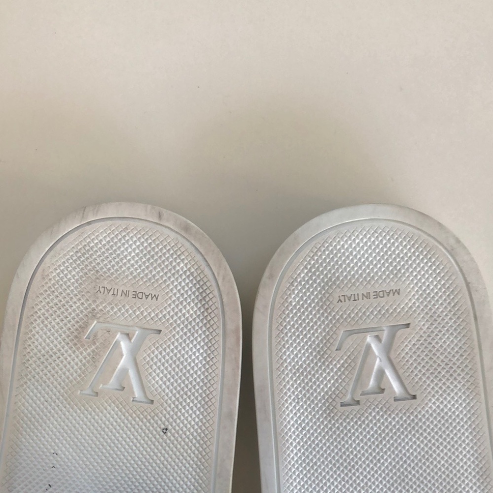 Louis Vuitton Mens White Open Toe Beach Slip-on Slide Sandals Size 7 W/ Coa - Picture 13 of 16